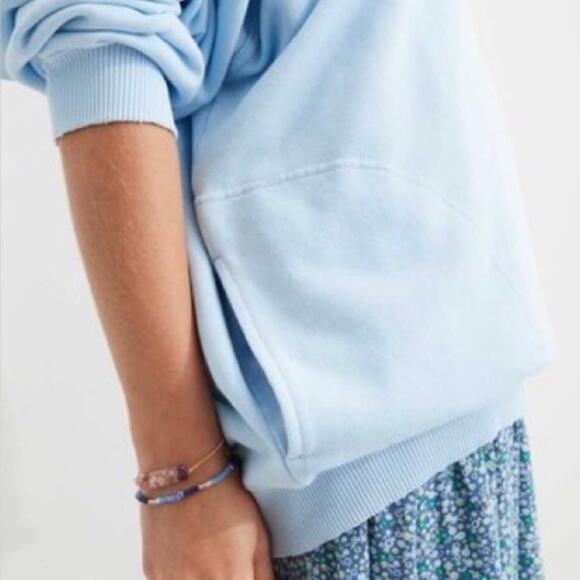 AERIE Oversized French Terry Polo Sweatshirt Light Blue XS - Picture 3 of 10